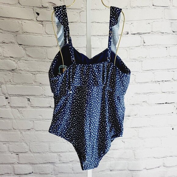 Kona Sol Women's Polka Dot Ruffle Shoulder One Piece Swimsuit BT7-R - Picture 3 of 6